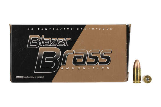 CCI Blazer Brass ammunition is high quality 124gr 9mm ammunition with FMJ ammo for training and practice with 50-rounds per box